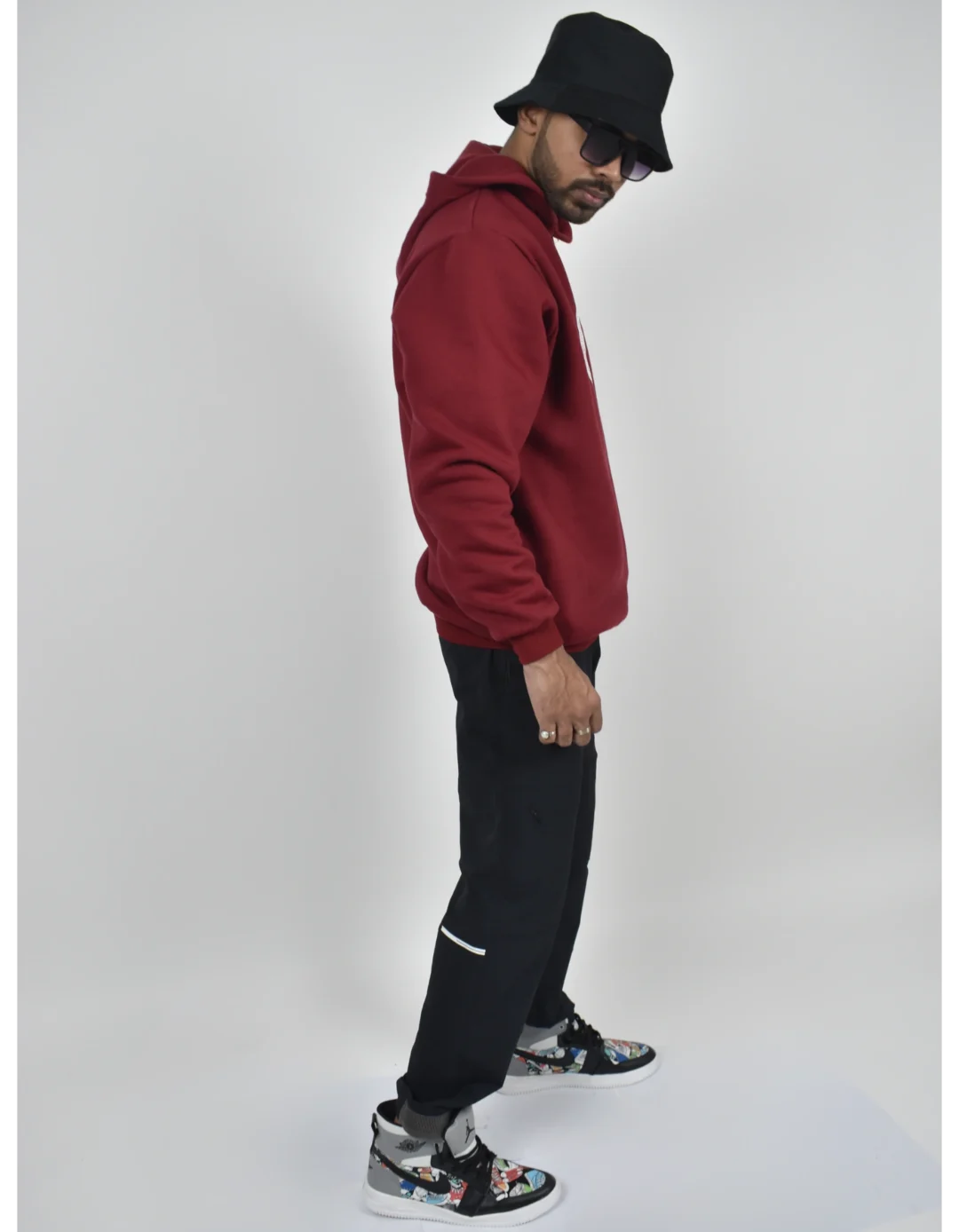 Men Maroon Heavy Weight Hoodie - Image 3