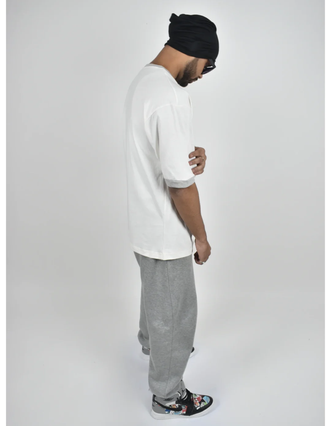 Men Grey Stripe Oversized Tshirt - Image 4